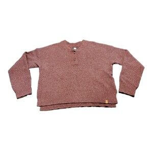 Roots Womens Sz M Boxy 2 Button Sweater Marroon Canada Preppy Casual